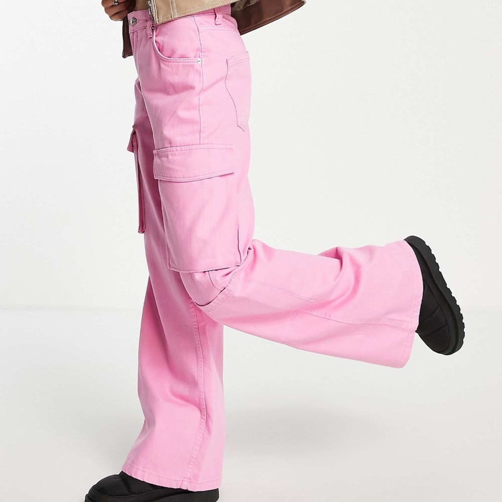 2/$25 Bershka Wide Leg Pink Cargo Pants